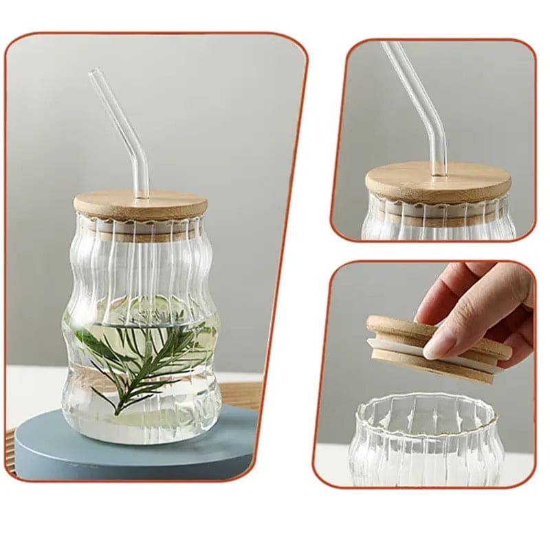 Volcano Glass Mug With Bamboo Glass And Straw, 500ml Coffee Drinking Cup, Multipurpose Iced Coffee Cute Tumbler Cup for Cocktail, Party Beverage Cup, Portable Glass Water Cup with Straw Lid, Household Borosilicate Straw Glass Volcano Glass Mug With Bamboo Glass And Straw, 500ml Coffee Drinking Cup, Multipurpose Iced Coffee Cute Tumbler Cup for Cocktail, Party Beverage Cup, Portable Glass Water Cup with Straw Lid, Household Borosilicate Straw Glass